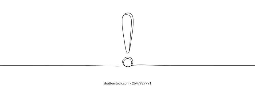 Exclamation mark continuous one line drawing. Warning sign. Vector illustration.