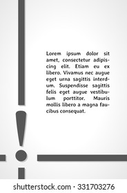 exclamation mark dark infographics on gray gradient background