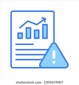 Marca de exclamación con informe de datos que muestra el reporte de vector de advertencia en estilo moderno