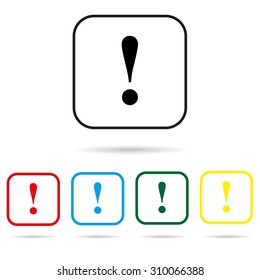 Exclamation mark in different colored circles