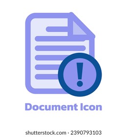 Marca de exclamación Icono de documento, Vector de documento de marca de exclamación, Marca de exclamación Icono de documento Gráfico de vectores de imágenes simples, Marca de exclamación Vector de icono de documento.