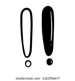 exclamation mark doodle icon vector drawing 