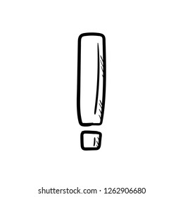 exclamation mark doodle icon vector drawing 