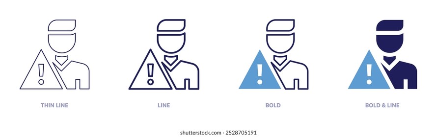Exclamation mark emojis icon in 4 different styles. Thin Line, Line, Bold, and Bold Line. Duotone style. Editable stroke.