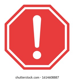 Exclamation mark flat design icon vector. Hazard warning attention sign isolated on white background