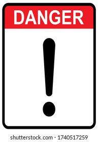 Exclamation mark flat design icon vector. Hazard warning attention sign isolated on white background