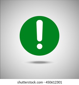 Exclamation mark. Flat web icon or sign isolated on grey background. Collection modern trend concept design style vector illustration symbol