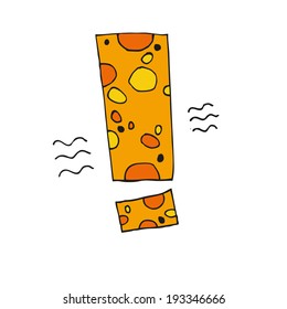 the exclamation mark in the form of cheese