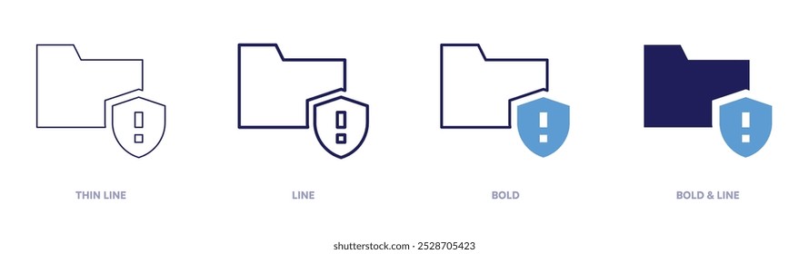 Ausrufezeichen formales Symbol in 4 verschiedenen Stilen. Dünne Linie, Linie, Fett und Fette Linie. Duotone-Stil. Bearbeitbarer Strich.