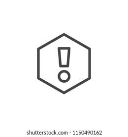 Exclamation mark in frame. Icon in linear design isolated. Attention, expression, information, important web sign. Button or interface element for sites and mobile apps, messengers, social networks