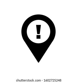 Exclamation mark geo tag outline icon. Symbol, logo illustration for mobile concept and web design.
