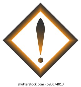 Exclamation mark in gray and orange square. Vector icon. Flat design style