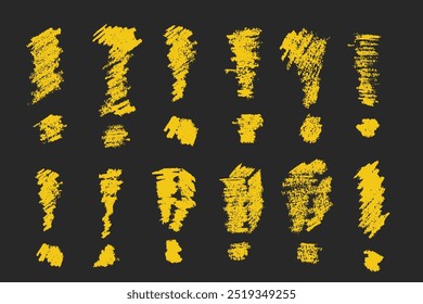 ponto de exclamação em desenho manual com giz ou textura de giz de cera