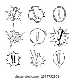 Exclamation Mark Hand Drawing vector illustration. Suitable for warning attention chat bubble element
