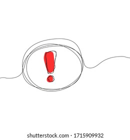 Exclamation mark hand drawn doodle icon. Attention sign. Hazard warning symbol in white background. Vector illustration.