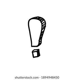 Exclamation mark in hand drawn style doodle vector illustration