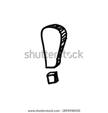 Exclamation mark in hand drawn style doodle vector illustration