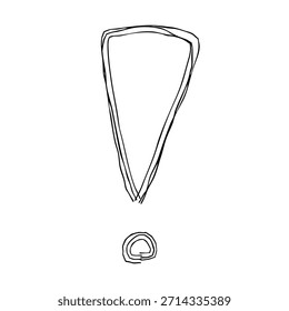 Exclamation mark hand-drawn line icon Monochrome vector illustration with multiple overlapping lines