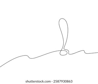 Exclamation mark, hand-drawn with one endless continuous line, vector. Black and white modern, minimalistic, graphic illustration. Background element, banner, business card, leaflet