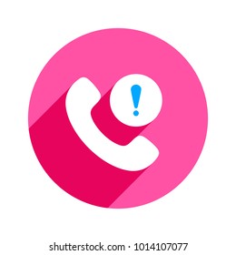 Exclamation mark handle handset phone telephone warning icon. Vector illustration
