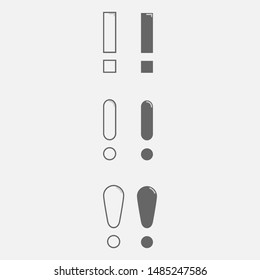 Exclamation mark. Hazard warning symbol. Flat design style with gray color.