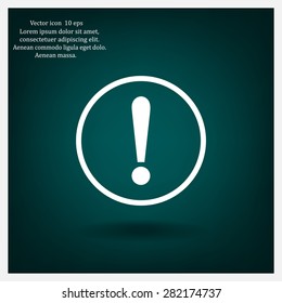 Exclamation mark. Exclamation mark. Hazard warning symbol. Flat design style. Vector EPS 10.