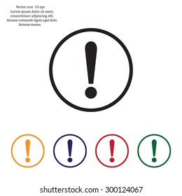 Exclamation mark. Exclamation mark. Hazard warning symbol. Flat design style. Vector EPS 10.