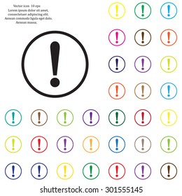 Exclamation mark. Exclamation mark. Hazard warning symbol. Flat design style. Vector EPS 10.