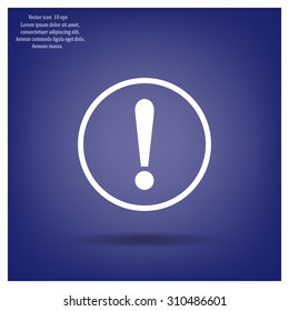 Exclamation mark. Exclamation mark. Hazard warning symbol. Flat design style. Vector EPS 10.