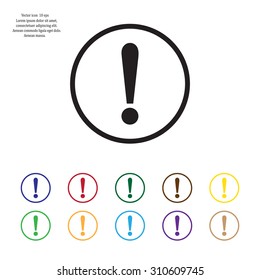 Exclamation mark. Exclamation mark. Hazard warning symbol. Flat design style. Vector EPS 10.
