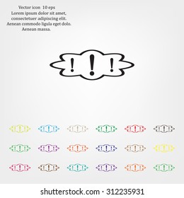 Exclamation mark. Exclamation mark. Hazard warning symbol. Flat design style. Vector EPS 10.