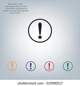 Exclamation mark. Exclamation mark. Hazard warning symbol. Flat design style. Vector EPS 10.