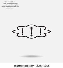 Exclamation mark. Exclamation mark. Hazard warning symbol. Flat design style. Vector EPS 10.