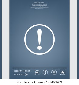 Exclamation mark. Exclamation mark. Hazard warning symbol. Flat design style. Vector EPS 10.