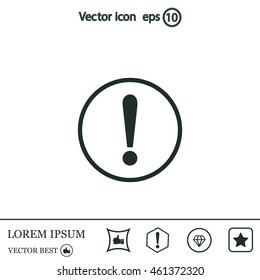 Exclamation mark. Exclamation mark. Hazard warning symbol. Flat design style. Vector EPS 10.