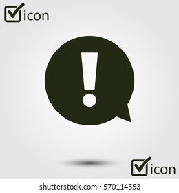 Exclamation mark. Hazard warning symbol. Flat design style. Vector.