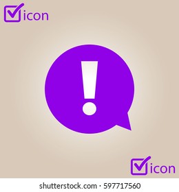 Exclamation mark. Hazard warning symbol. Flat design style. Vector.