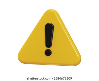 exclamation mark icon 3d render concept of warning or danger, risk, message alert or problem icon