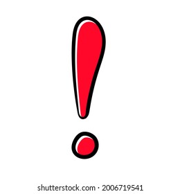 Exclamation mark icon. Attention sign icon. Hazard warning symbol in doodle style. Vector.