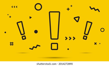 Icono de signo de exclamación. Icono de signo de atención. Símbolo de advertencia de peligro en fondo amarillo. Vector.  Fondo del signo de exclamación para el banner, la atención y el marketing.Exclamación - diseño del vector del icono de precaución