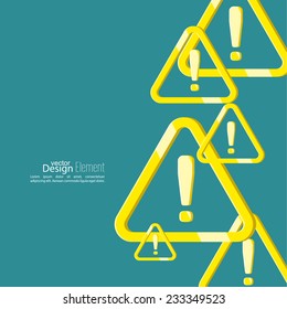 Exclamation mark icon. Attention sign icon.icon. Hazard warning yellow symbol  in blue background. vector. flat design