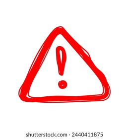 Exclamation mark icon. Attention sign icon. Hazard warning symbol in doodle style. Vector.