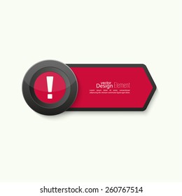 Exclamation mark icon. Attention sign icon. Hazard warning symbol  in red banner with a pointer. vector