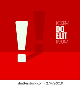 Exclamation mark icon. Attention sign icon. Hazard warning symbol  in red background. vector