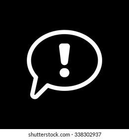 The exclamation mark icon. Attention speech bubble symbol. Flat Vector illustration