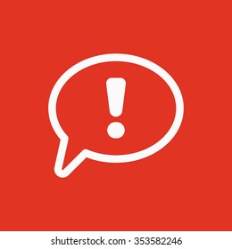 The exclamation mark icon. Attention speech bubble symbol. Flat Vector illustration