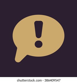 The exclamation mark icon. Attention speech bubble symbol. Flat Vector illustration