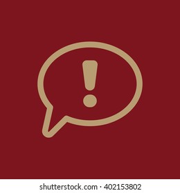 The exclamation mark icon. Attention speech bubble symbol. Flat Vector illustration