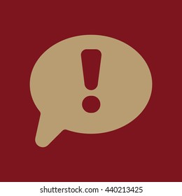 The exclamation mark icon. Attention speech bubble symbol. Flat Vector illustration