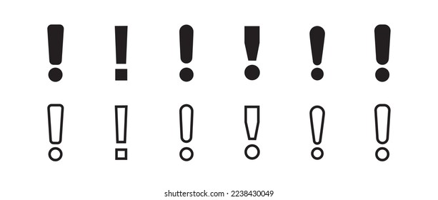 Exclamation mark icon. Attention symbol. Black caution icons. Warning sign. Vector sign. 10 EPS.